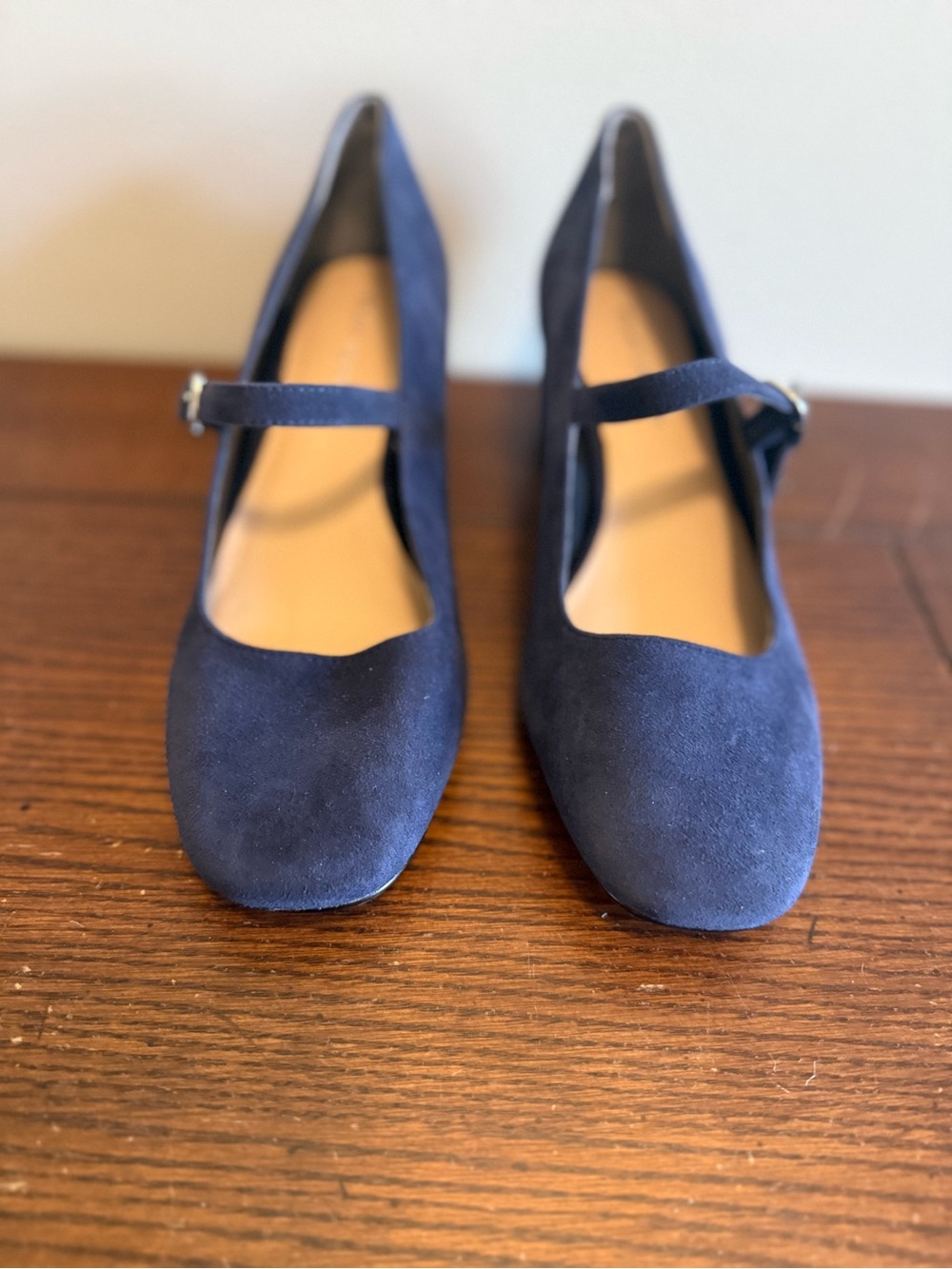 Stuart Weitzman Gabby Navy Blue Mary Jane Block Heel Pumps - Picture 6 of 9